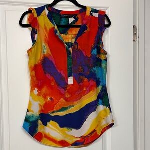 New York & Company Multicolor Abstract Blouse